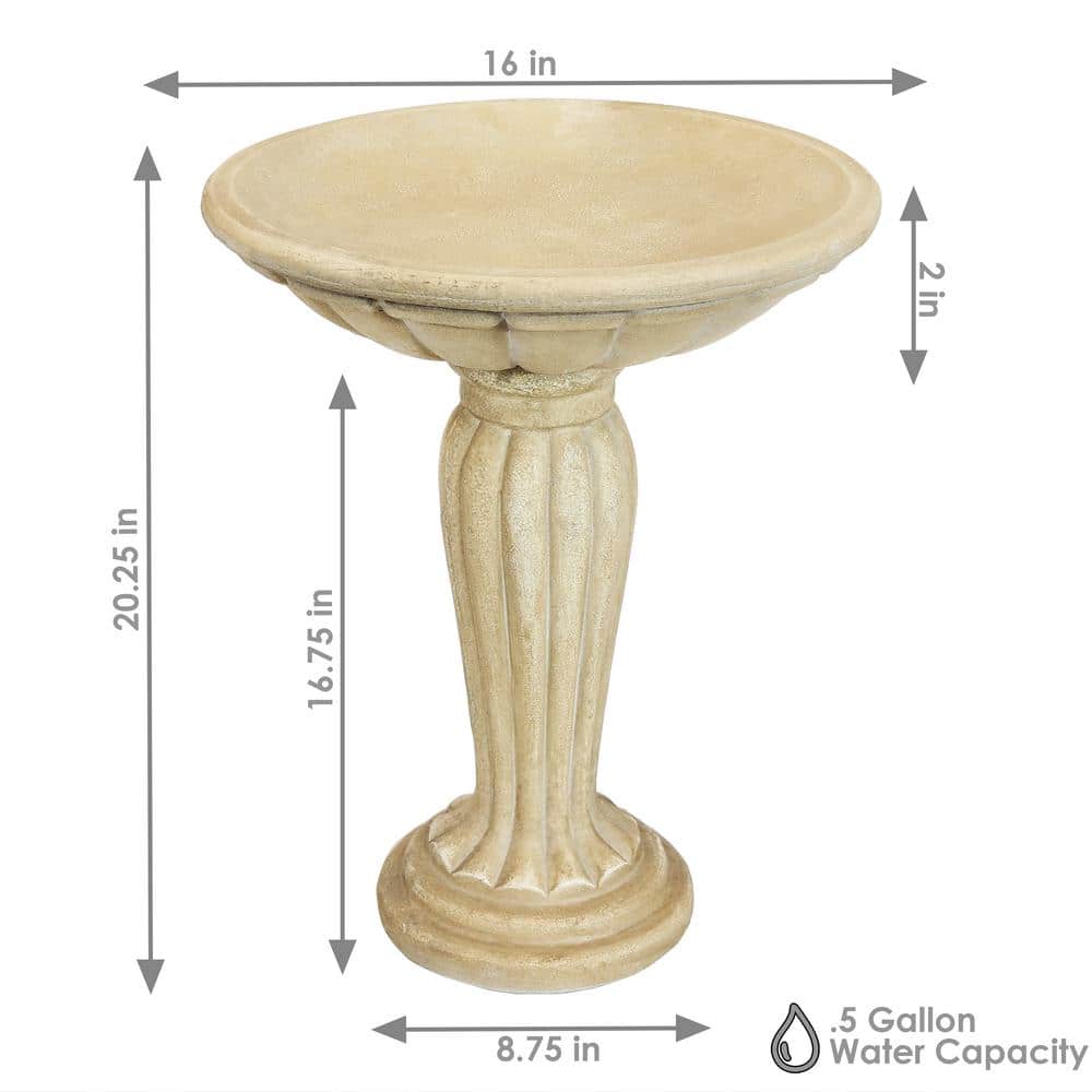 Cream Grecian Column Glass Fiber Reinforced Concrete Bird Bath