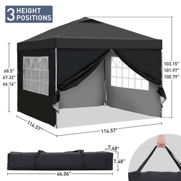 クラシック 10 x ft. 10 OVASTLKUY ft. Up Pop Tent Canopy Patio Black コスプレ衣装