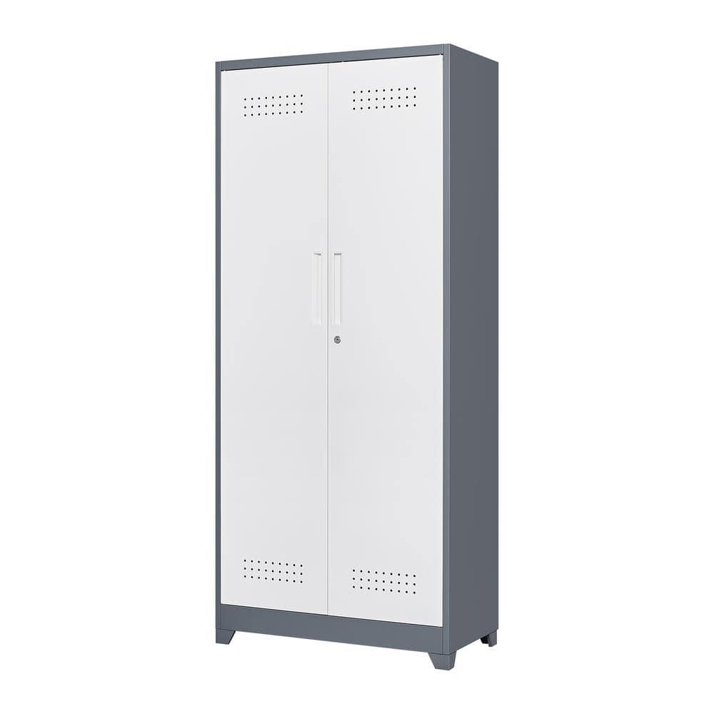 31.50 in. W x 72.83 in. H x 15.75 in. D Gray/White Freestanding Metal Storage Cabinet with 4-Shelves and Locking Door price history on PriceWatchPro