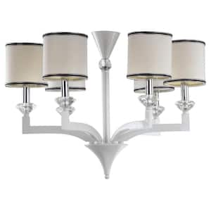 Eric 6-Light Pearl White Chandelier Lighting with Off-White Cotton Shades
