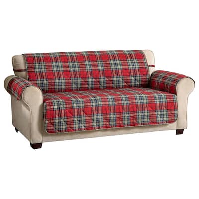 Tartan Plaid XL Multi-Color Polyester Secure Fits on Sofa Cover 1-Piece