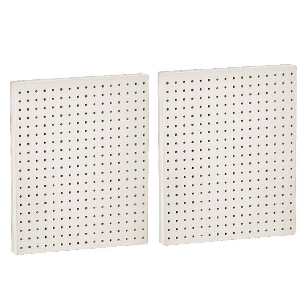 Solid White Plastic Pegboard Wall Panel, 16" x 20", 2-Pack