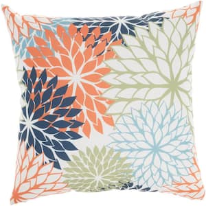 Aloha Multicolor 20 in. x 20 in. Floral Indoor/Outdoor Throw Pillow