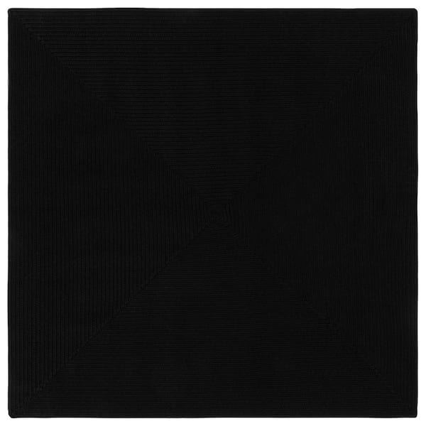 Braided Black 6 ft. x 6 ft. Machine Washable Solid Color Gradient Square Area Rug