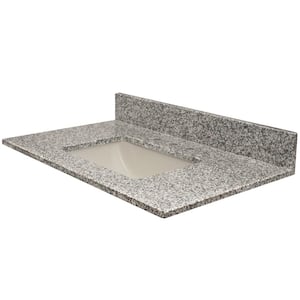 Vista 37 in. W x 22 in. D Granite Single Rectangle Basin Vanity Top in Lithos with White Basin