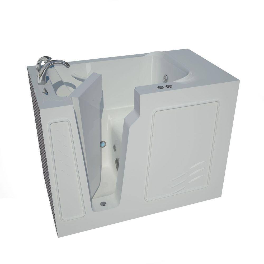 White Rectangular Walk-in Whirlpool Fiberglass Bathtub with Faucet