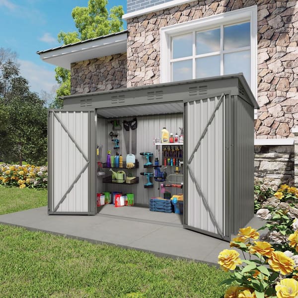 ToolCat 4 ft. W x 9 ft. D Metal Shed with Sloping Roof and 6 Vents