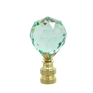 2-1/4 in. Light Blue Faceted Crystal Lamp Finial with Brass Plated Finish (1-Pack)