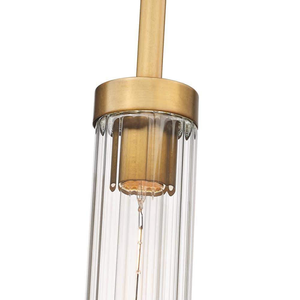 Beau Rubbed Brass and Clear Glass LED Pendant Light