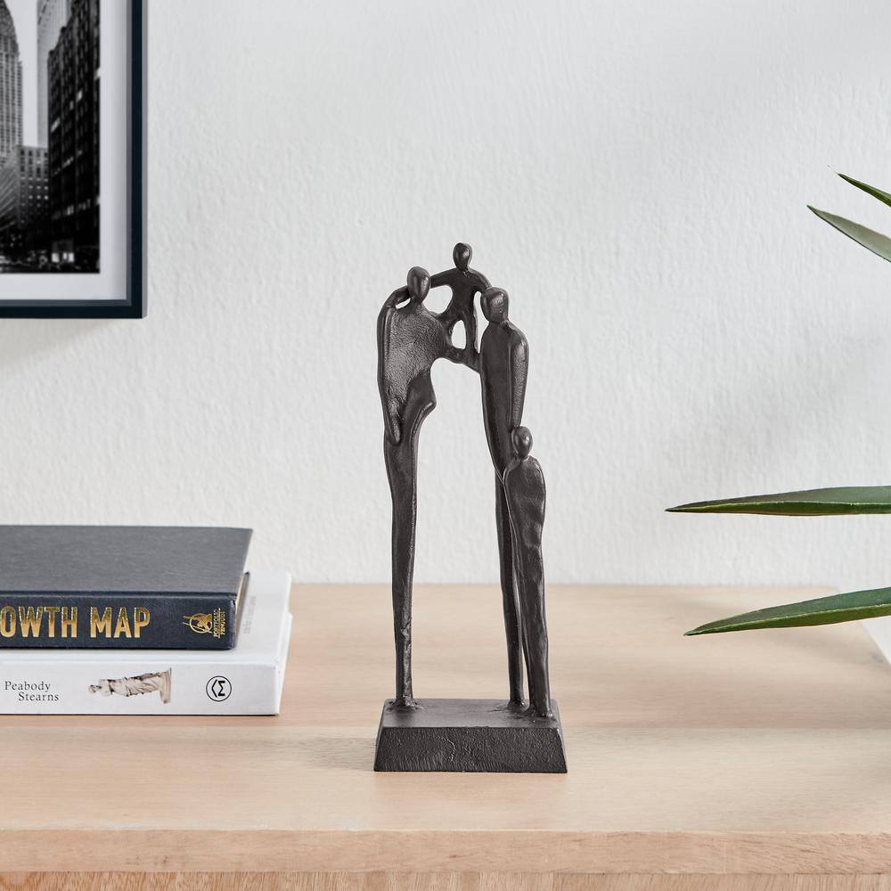 Brown Cast Iron Abstract Family of Four Sculpture