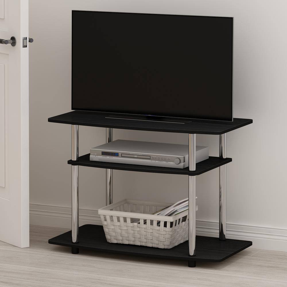 Americano Chrome 3-Tier TV Stand with Stainless Steel Poles