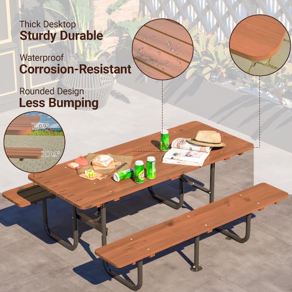 ＥＮアンブレラテーブル Flynama 72” Rectangular Picnic Table for 6, Umbrella Hole