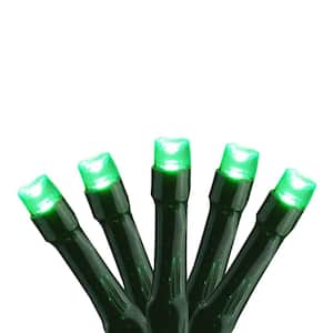 15 Battery Operated Green LED Micro Christmas Lights - 4.5 ft. Green Wire