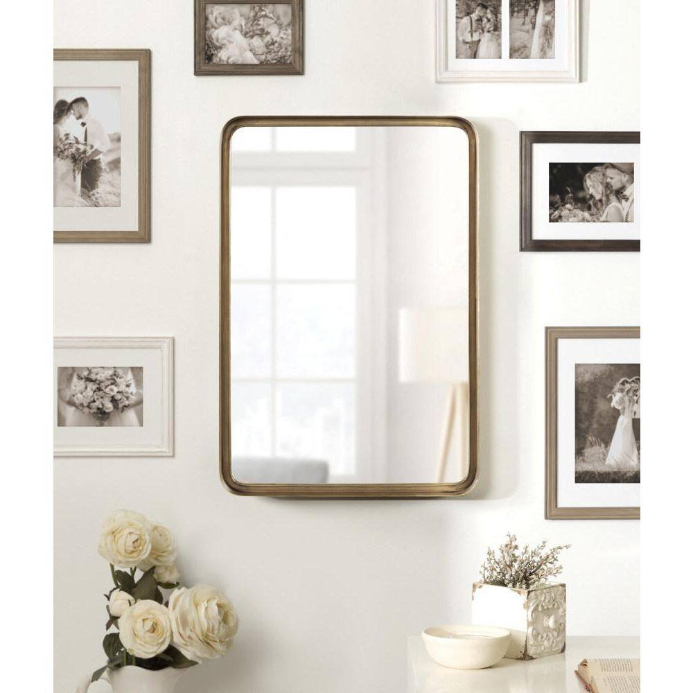Armenta 30" x 20" Gold Rectangular Wall Mirror