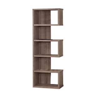 70.75 in. H Gray Sturdy Semi Backless Wooden Bookcase