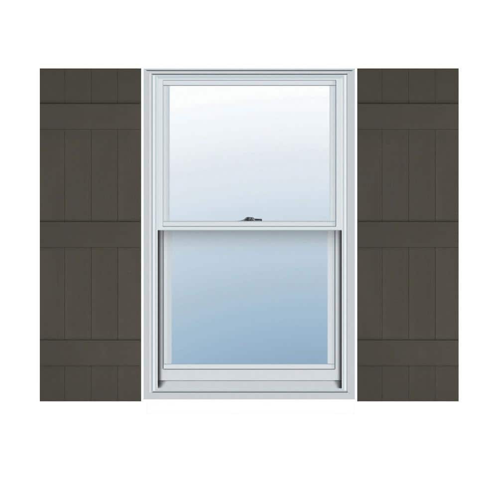 14 in. x 76 in. Lifetime Vinyl Custom Four Board Joined Board and Batten Shutters Pair Musket Brown price history on PriceWatchPro