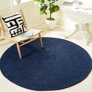Metro Blue 6 ft. x 6 ft. Geometric Solid Color Round Area Rug