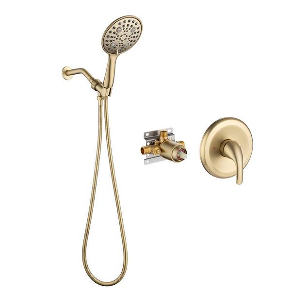 Staykiwi Single Handle 4-Spray Patterns Shower Faucet 2.5 GPM with Pressure Balance Anti Scald in Brushed Gold