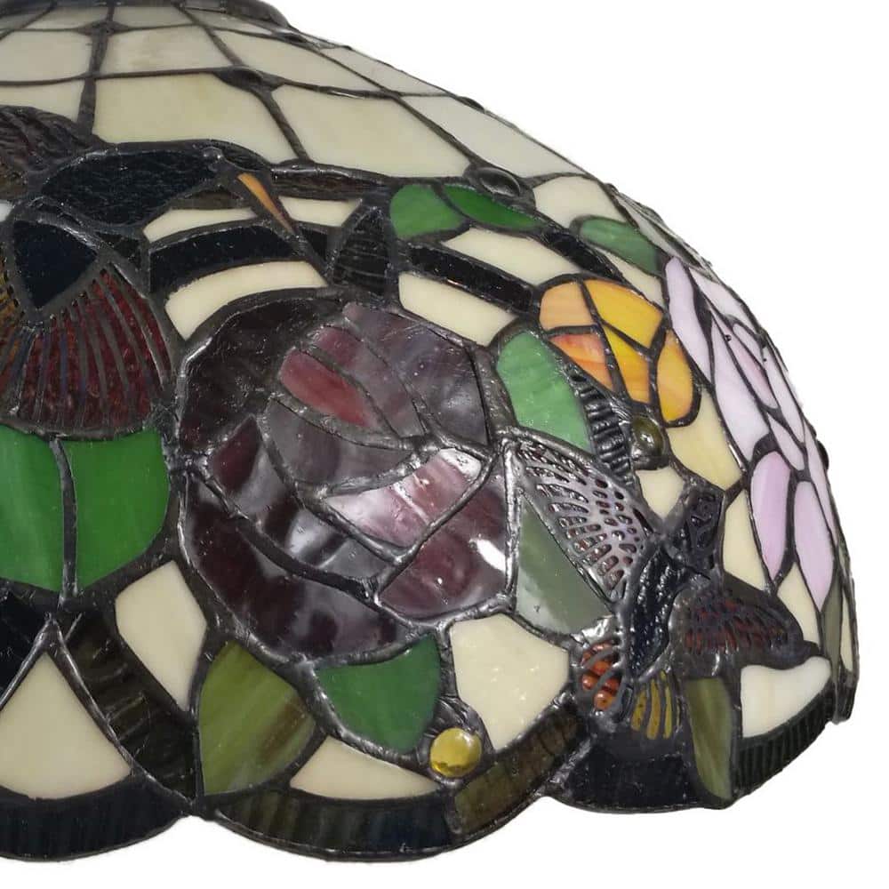 Tiffany Style Hummingbirds Floral Glass Pendant Lamp, 16"