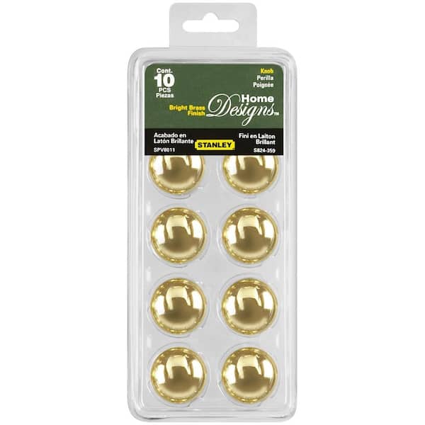 Stanley-National Hardware 1-1/4 in. Polished Brass Round Cabinet Knob (10-Pack)