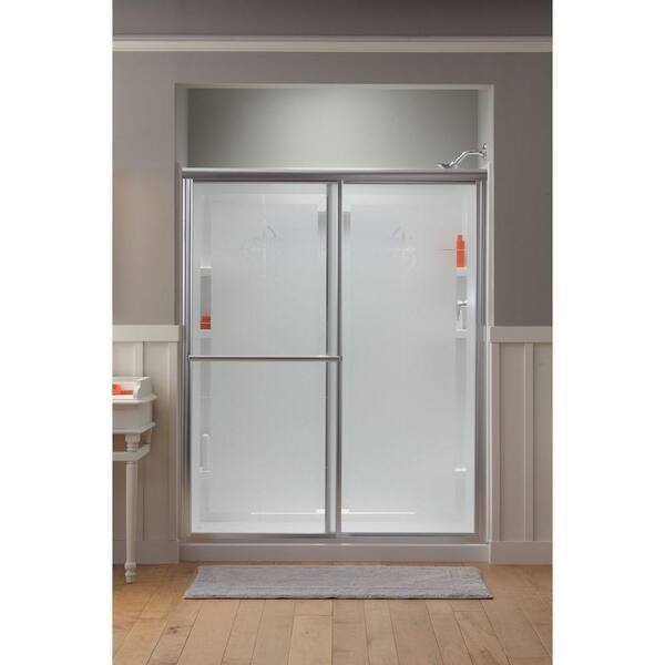 STERLING Deluxe 59-3/8 in. x 70 in. Framed Sliding Shower Door in Nickel with Handle