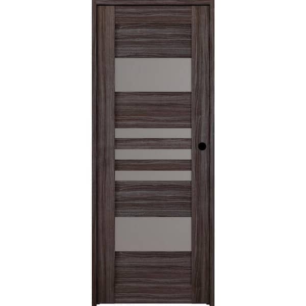Belldinni Leti 30 in. x 83.25 in. Left-Hand Frosted Glass Gray Oak Solid Core Wood Composite Single Prehung Interior Door