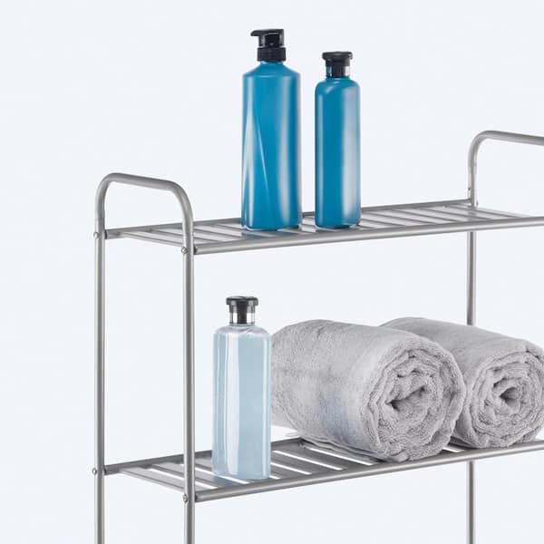 22.8 in. W Over-the-Toilet Bathroom Space Saver in Satin Nickel with  Slatted Shelves