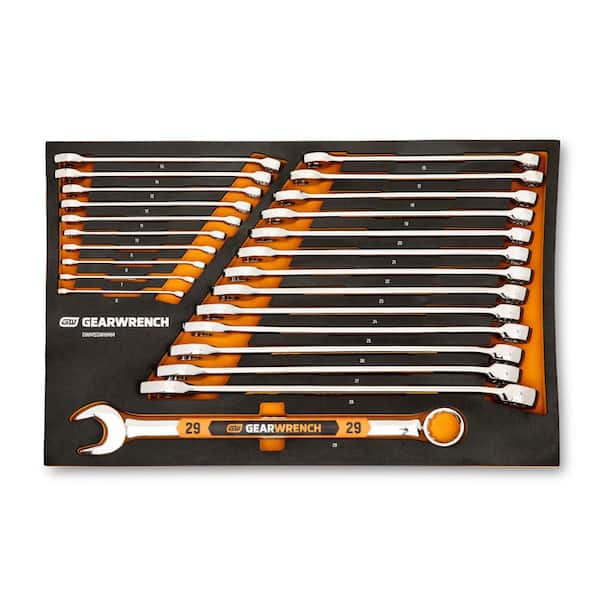 12-Point Metric Hi-Viz Long Pattern Combination Wrench Set in Foam Storage Tray (24-Piece)