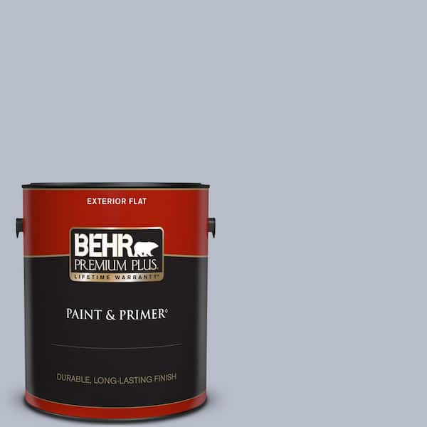 BEHR PREMIUM PLUS 1 gal. #610F-4 Silver Service Flat Exterior Paint & Primer