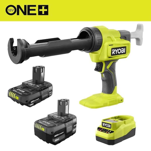 ONE+ 18V Lithium-Ion 4.0 Ah Battery, 2.0 Ah Battery and Charger Kit with FREE ONE+ Cordless 10 oz. Caulk & Adhesive Gun
