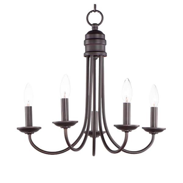 Maxim Lighting Logan 21 in. 5-Light Candle Chandelier No Bulbs Included Flush Mount