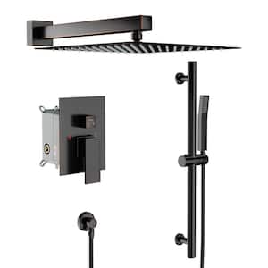 2-Spray Patterns with 1.8 GPM 12 in. Wall Mount Dual Shower Heads in Oil Rubbed Bronze
