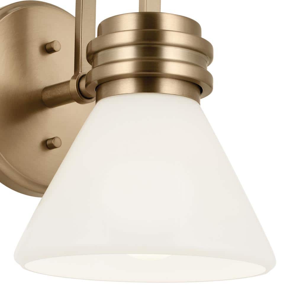 Champagne Bronze Direct Wired Electric Wall Sconce with Opal Glass Shade