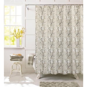 Printed Waffle 70 in. x 72 in. Floral Shower Curtain