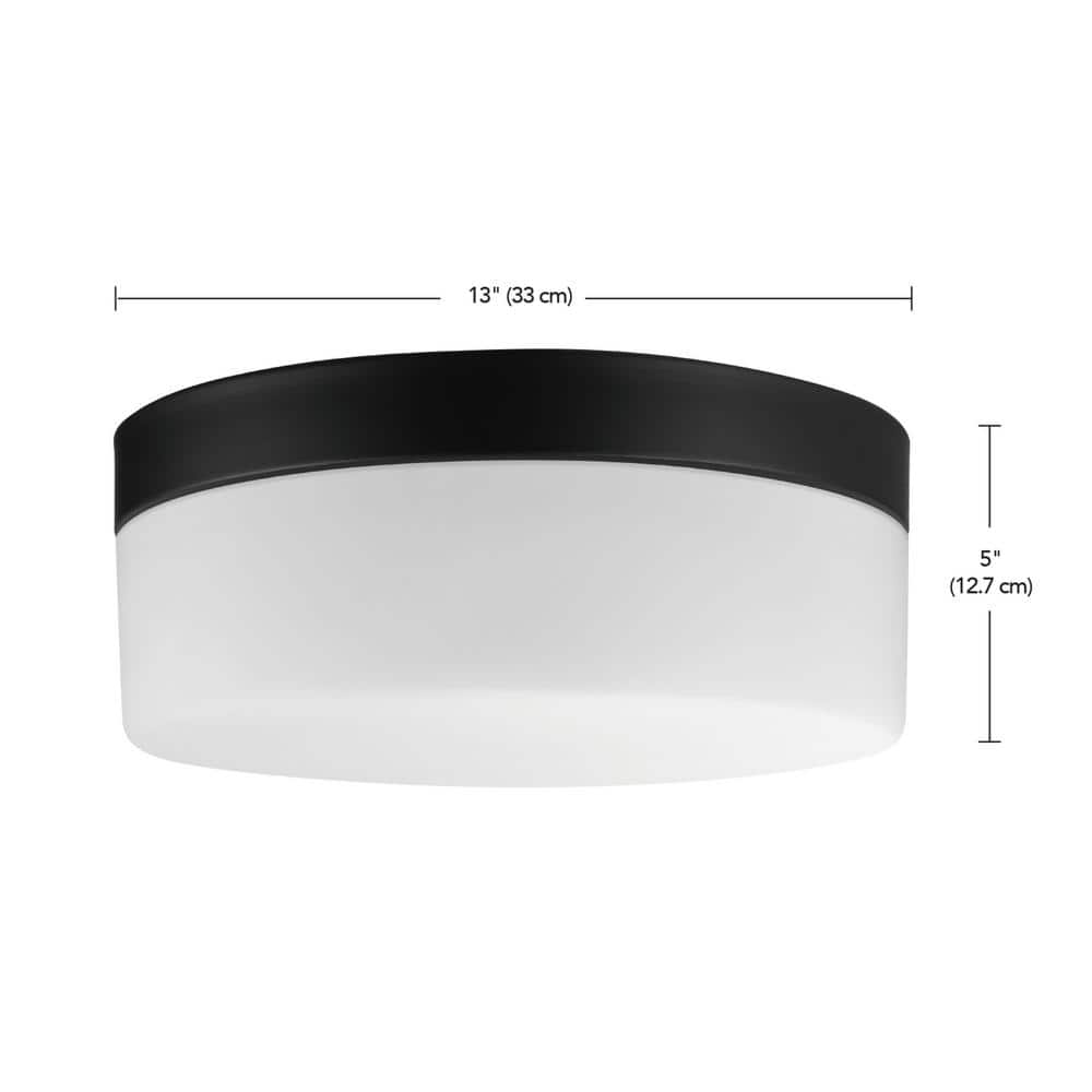 Modern Black Frosted Glass 13" LED Drum Ceiling Light