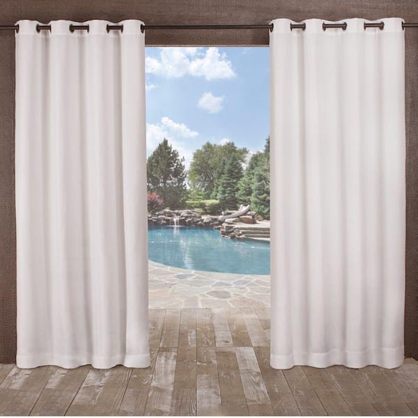 EXCLUSIVE HOME Delano Winter White Solid Light Filtering Grommet Top Indoor/Outdoor Curtain, 54 in. W x 120 in. L (Set of 2)