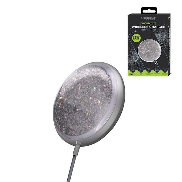 15W Magnetic Wireless Charger-Cosmic Glitter Edition, MagSafe Compatible Fast Charging Pad with 3. 3ft USB-C Cable