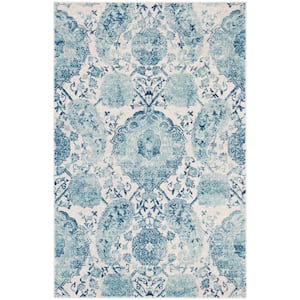 Madison Cream/Turquoise Doormat 2 ft. x 4 ft. Medallion Floral Area Rug