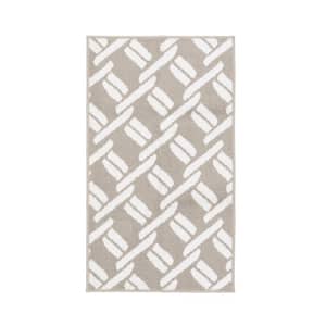 Baize Chain Light Grey and White 2 ft. 2 in. x 4 ft. Tufted Runner Rug