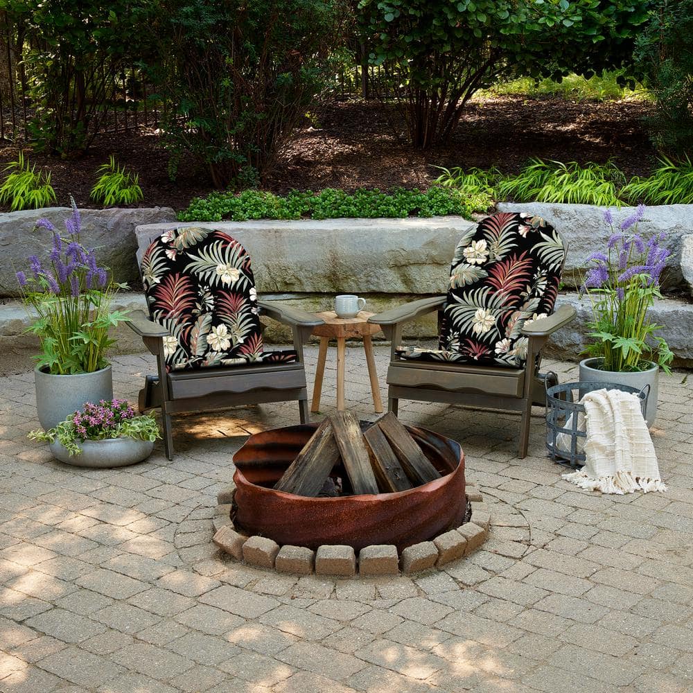 Simone Black Tropical Foam Adirondack Chair Cushions, Set of 2
