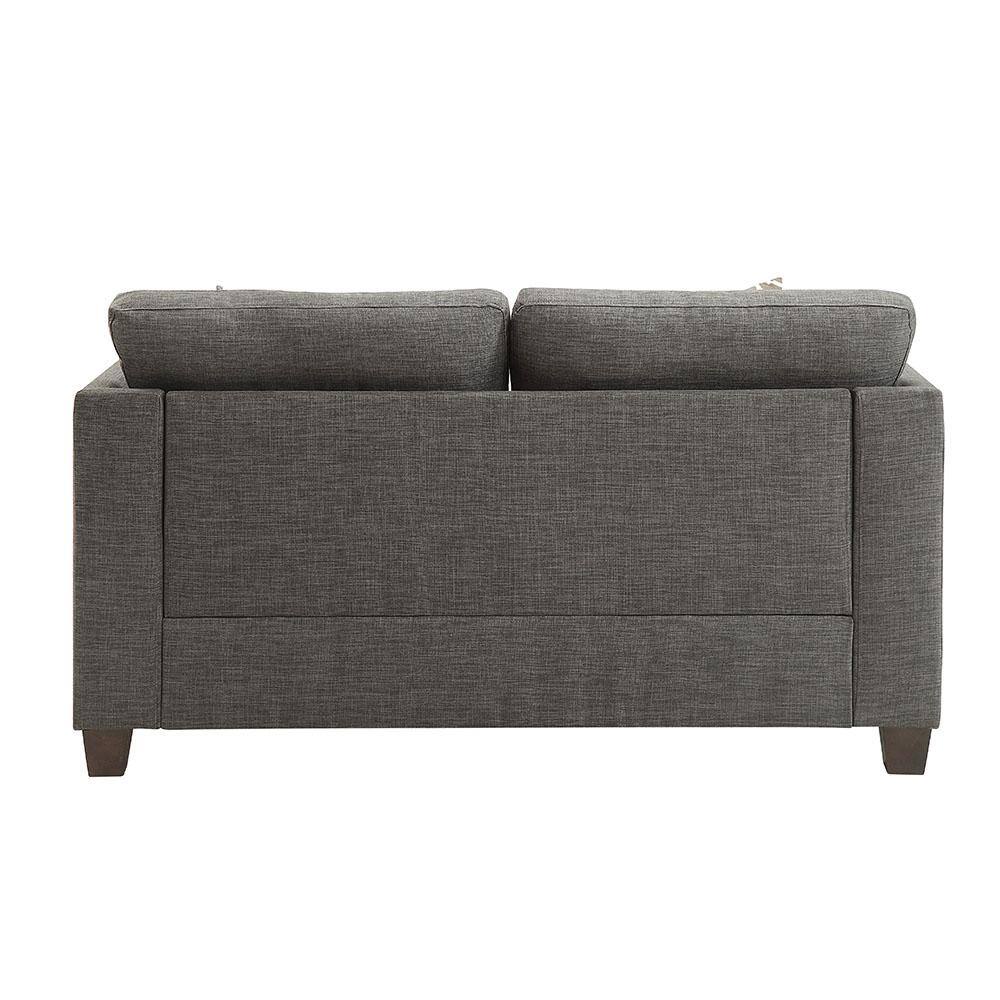 Laurissa 58" Gray Linen Tufted Loveseat with Nailhead Trim