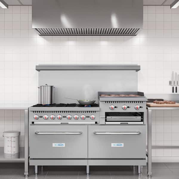 Koolmore 60 in. 6 Burner Commercial Double Oven Gas Range with 24