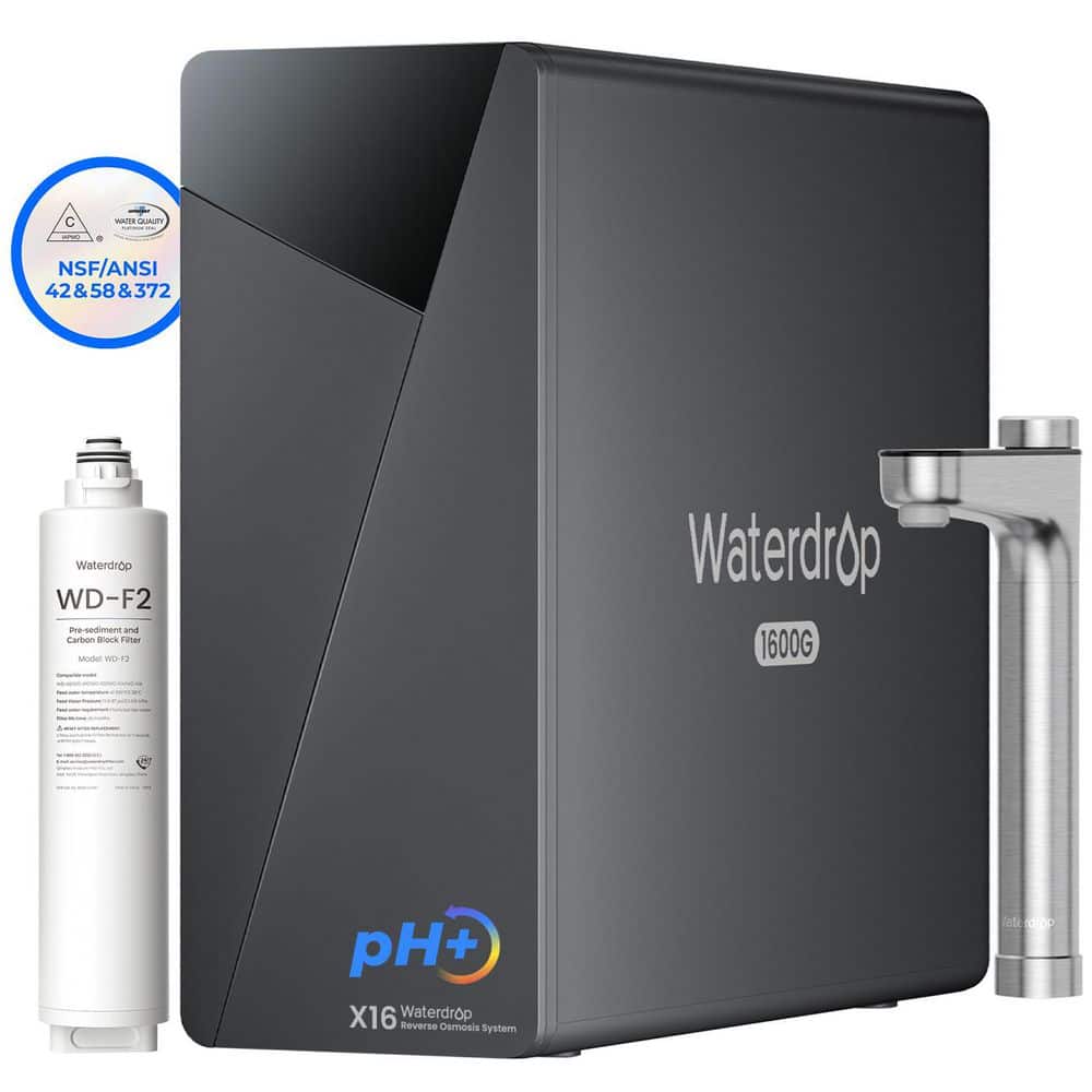 X16-Alkaline RO Water Filter, NSF/ANSI Certified, 1600 GPD RO System, 11-Stage Filtration, UnderSink, 3:1 Pure to Drain