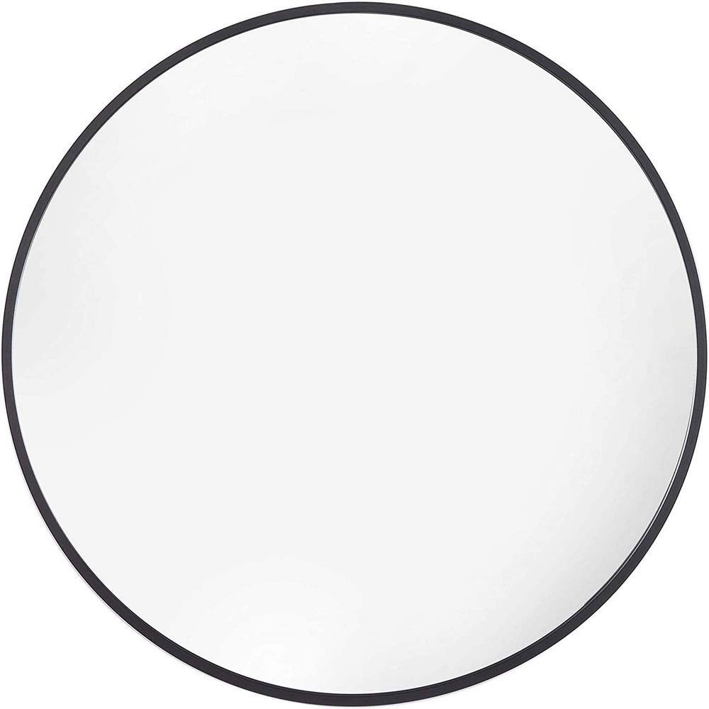 32 in. W x 32 in. H Large Round Mirror with Black Aluminum Frame for