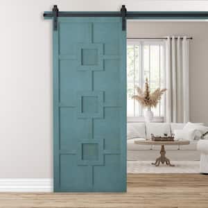 30 in. x 84 in. The Mod Squad Caribbean Wood Sliding Barn Door with Hardware Kit in Stainless Steel