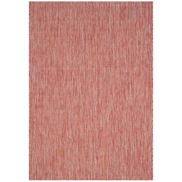 SAFAVIEH Courtyard Red 4 ft. x 6 ft. Solid Indoor/Outdoor Patio Area ...