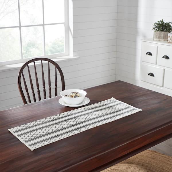VHC Brands Down Home 12 in. W x 48 in. L Black White Chicken Wire Cotton Table Runner