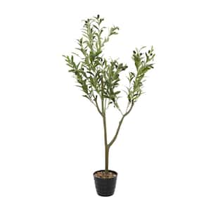 46 in. H Olive Artificial Tree with Realistic Leaves and Black Melamine Pot