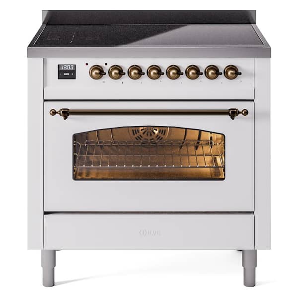 Nostalgie II 36 in. Induction Range with 6-Elements, Burnished Trim in White