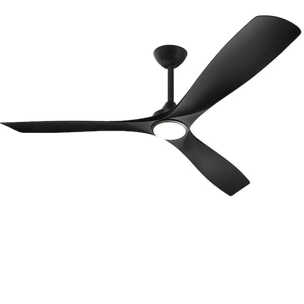Depuley 60 in. Indoor Black Ceiling Fan with Light, Integrated LED Modern Flush Mount Ceiling Fan with Remote